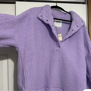 Aerie Lavender Sherpa Turtleneck Sweater